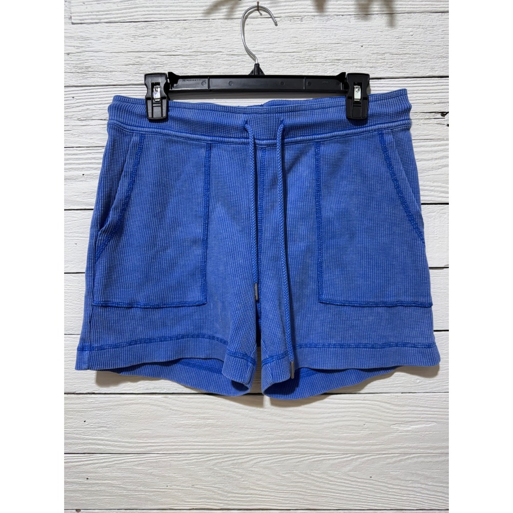 Jockey Womens Blue Waffle Knit Lounge Shorts Small Drawstring Pockets FTRY BOLGA